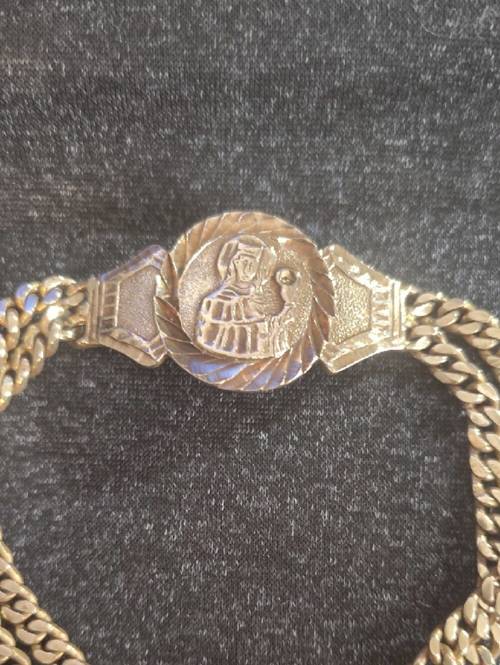 Vintage Heavy Solid 14k Gold Saint Barbara Cuban Link Bracelet - 25g (8.5") - Picture 3 of 16